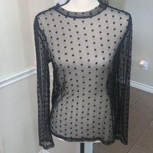 Wild Honey Sheer Black Long Sleeve Top